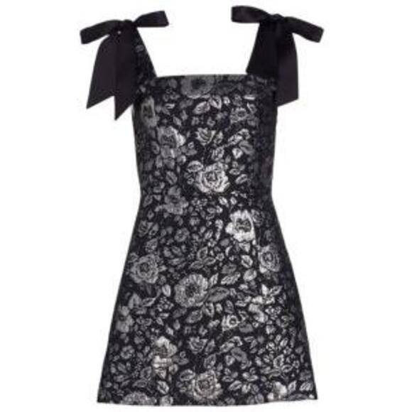 Alice + Olivia Dresses & Skirts - Maryann Metallic Jacquard Tie-Shoulder Minidress